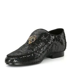 Kurt Geiger London Men's Black Hugh‎ Eagle Sequin Slip-On Dress Loafers 41 US 8